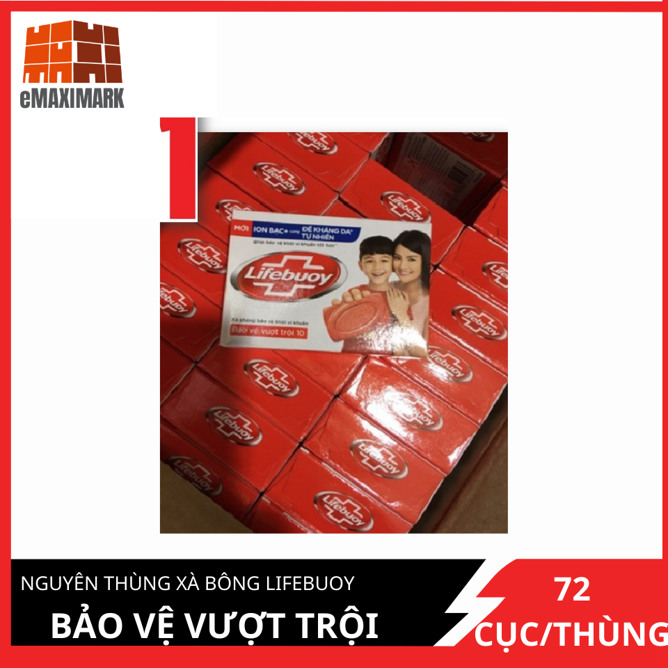 Giá sỉ nguyên thùng Xà bông cục Lifebuoy Bảo vệ vượt trội 10 (Đỏ) 90gX72 viên