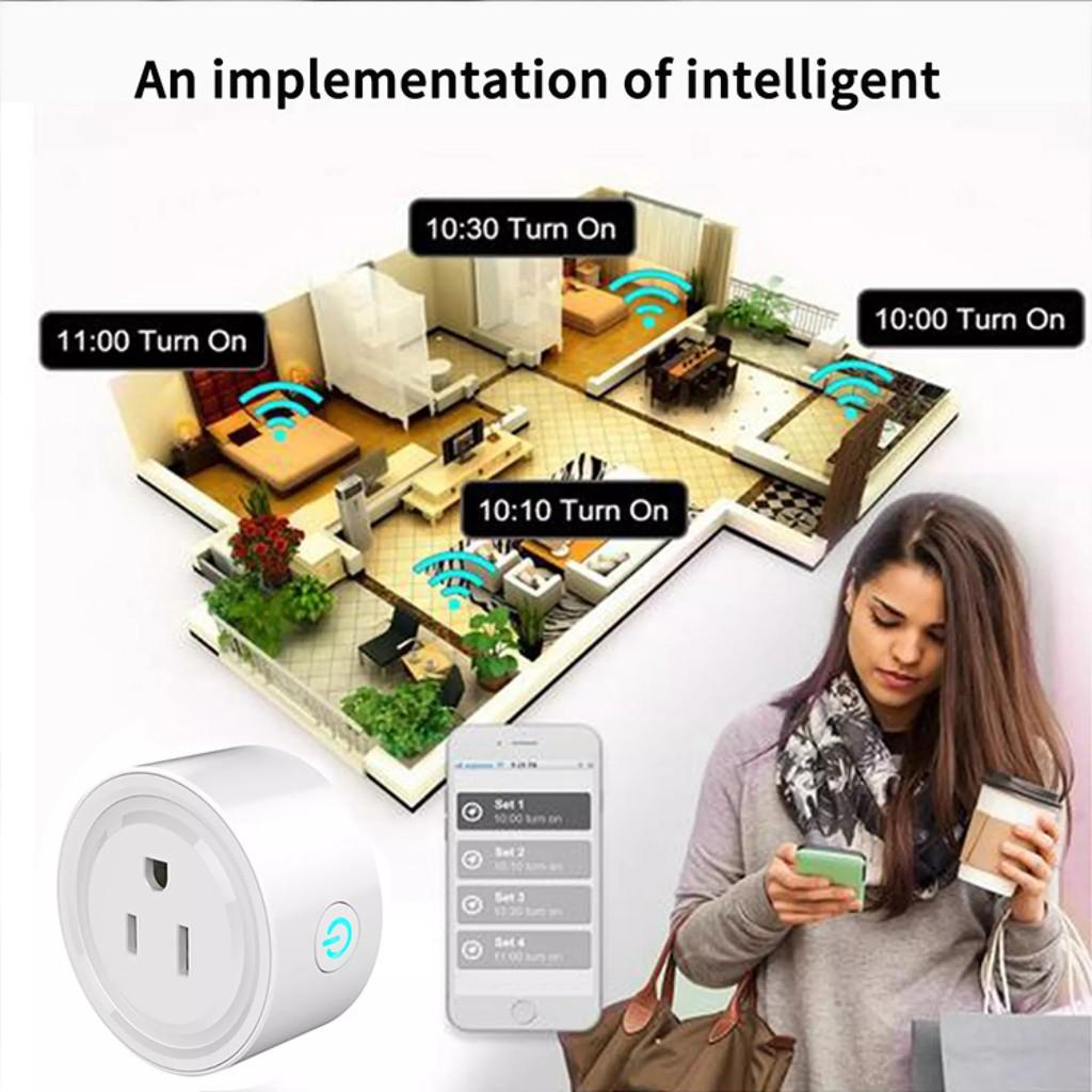 Ổ Cắm Wifi Thông Minh. Điều Khiển Từ Xa Ứng Dụng Smart Life. Điều Khiển Từ Xa Bằng Điện Thoại &amp; Giọng Nói Qua Alexa, GA