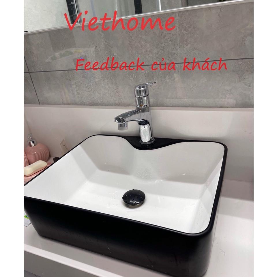 Lavabo vuông để bàn đen trắng