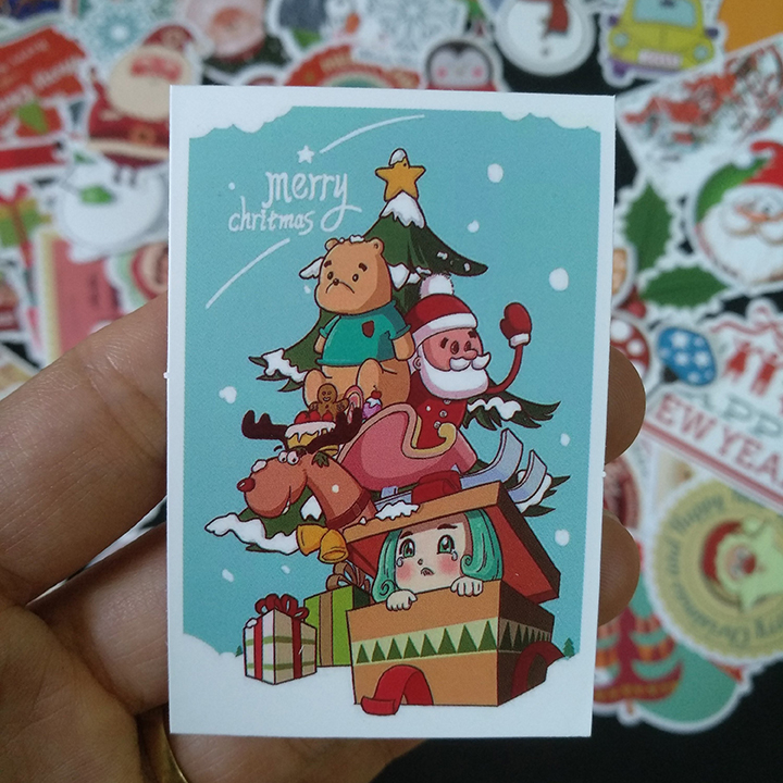 Bộ Sticker dán cao cấp chủ đề NOEL GIÁNG SINH - Dùng dán Xe, dán mũ bảo hiểm, dán Laptop