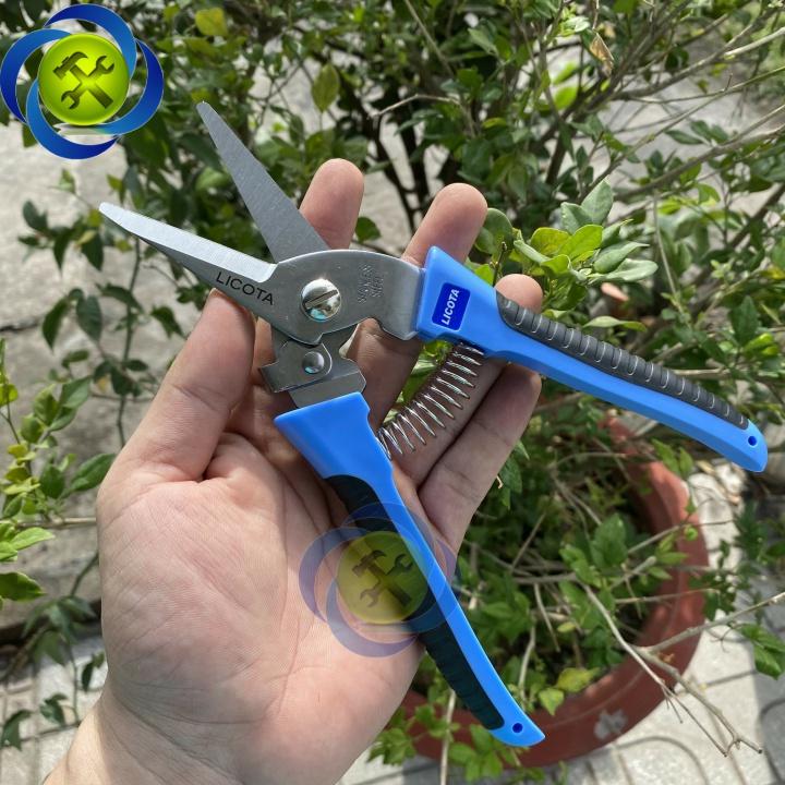 Kéo cắt cành mũi nhọn Licota TGP-00248 loai 8 inch dài 200mm màu xanh - đen