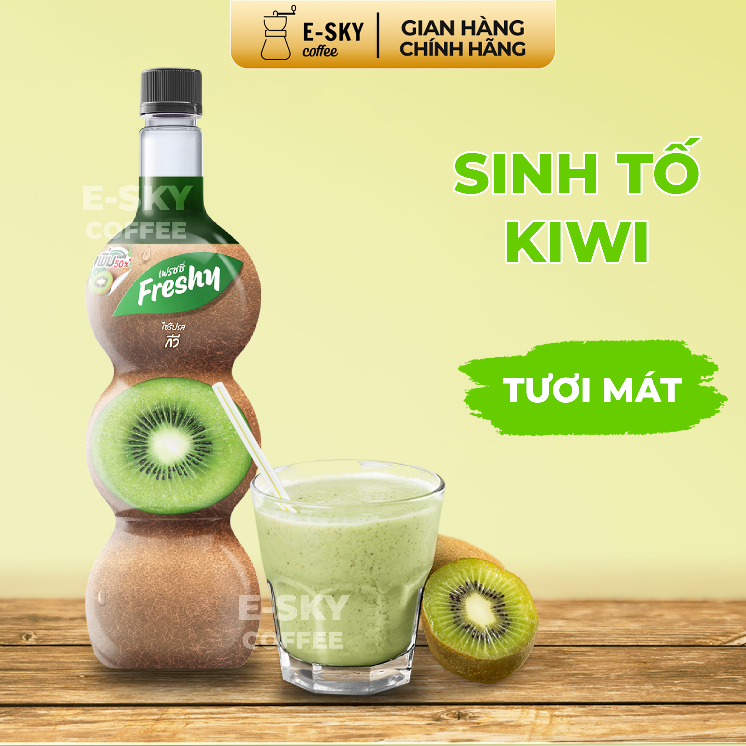Siro Kiwi Freshy Kiwi Syrup Nguyên Liệu Pha Chế Trà Sữa Chai 710ml