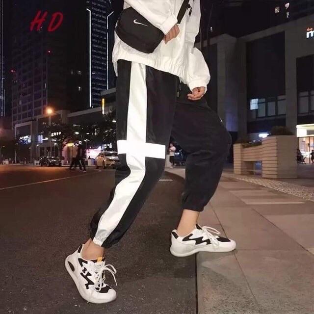 Quần jogger kaki line to, phản quang khi chụp flash, kèm hình thật