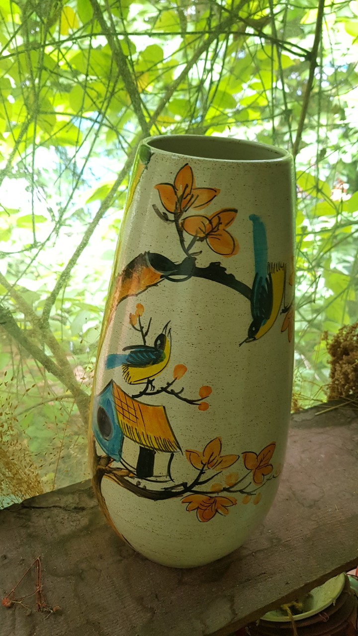 Bình hoa dạng ống tròn, họa tiết phong cảnh, cao 37cm, trang trí nhà cửa, quà tặng tân gia, sinh nhật, gốm Bát Tràng. Giao từ HCM