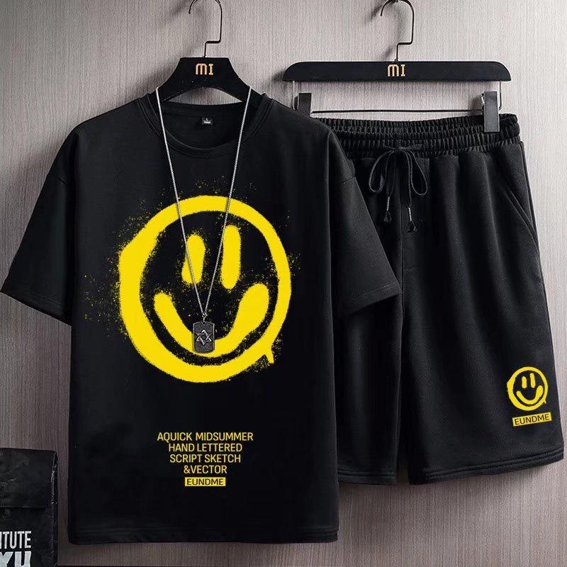 Bộ đồ thể thao gồm áo thun tay ngắn và quần đùi size M-8XL phong cách mới thời trang mùa hè unisex
