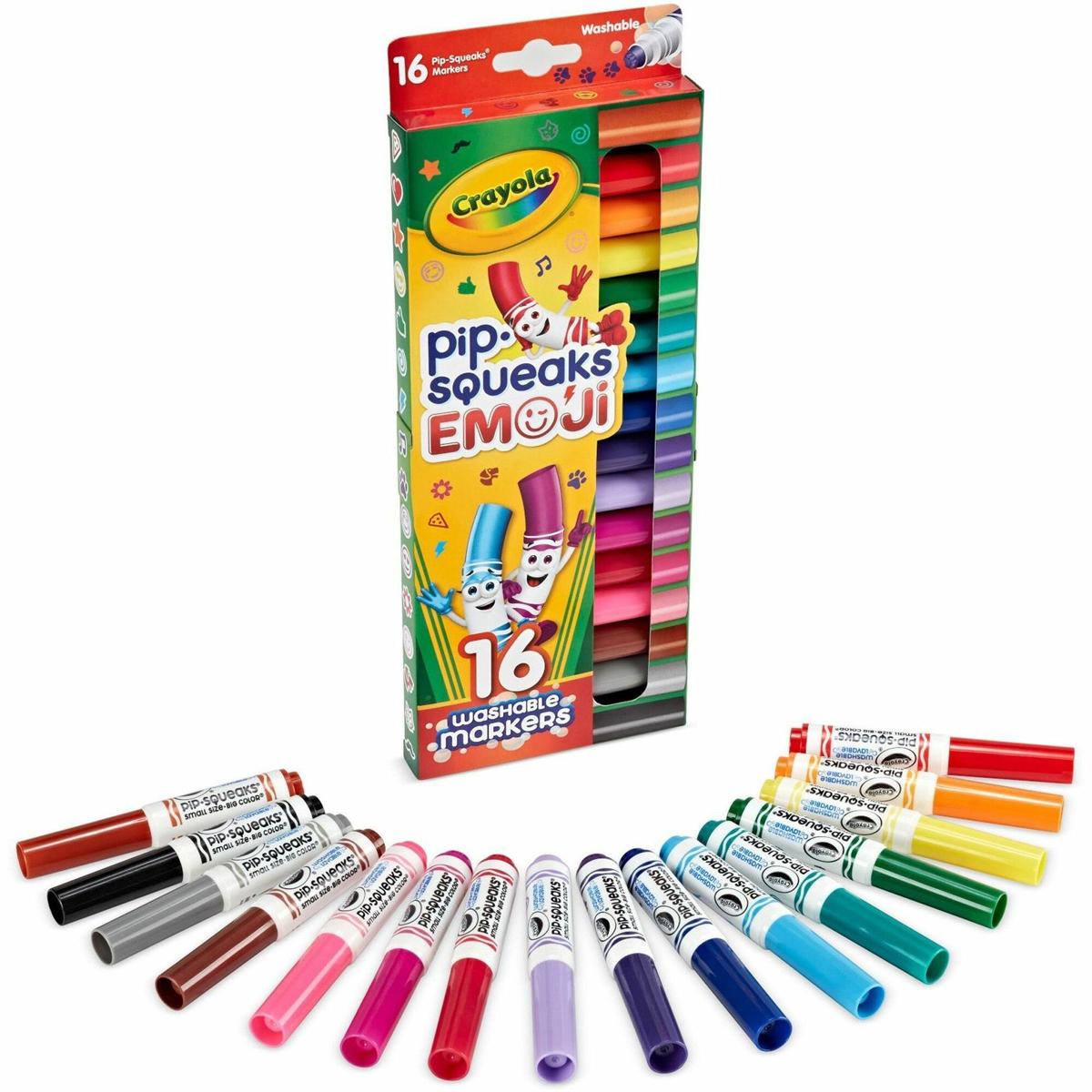 Hộp 16 Bút Lông Màu Pip Squeaks Emoji - Dễ Tẩy Rửa - Crayola 588717