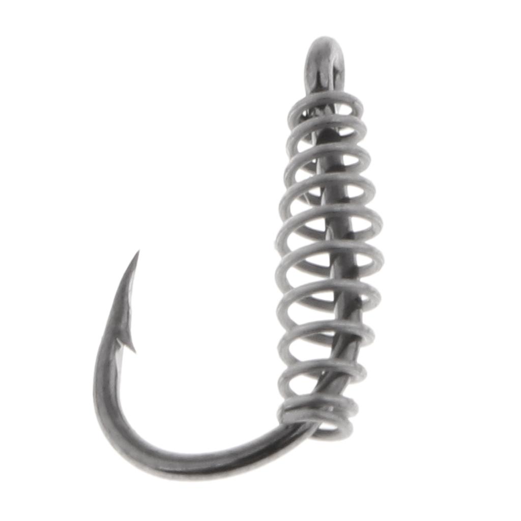 10pcs Stainless Steel Fishing Hooks with Spring Barbed Swivel Carp Jig Fishhook for Pulling Baits