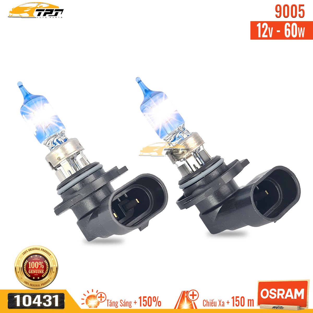 1 Cặp Bóng Đèn Tăng Sáng 150% loại 9005 12V - 60W OSRAM - Germany