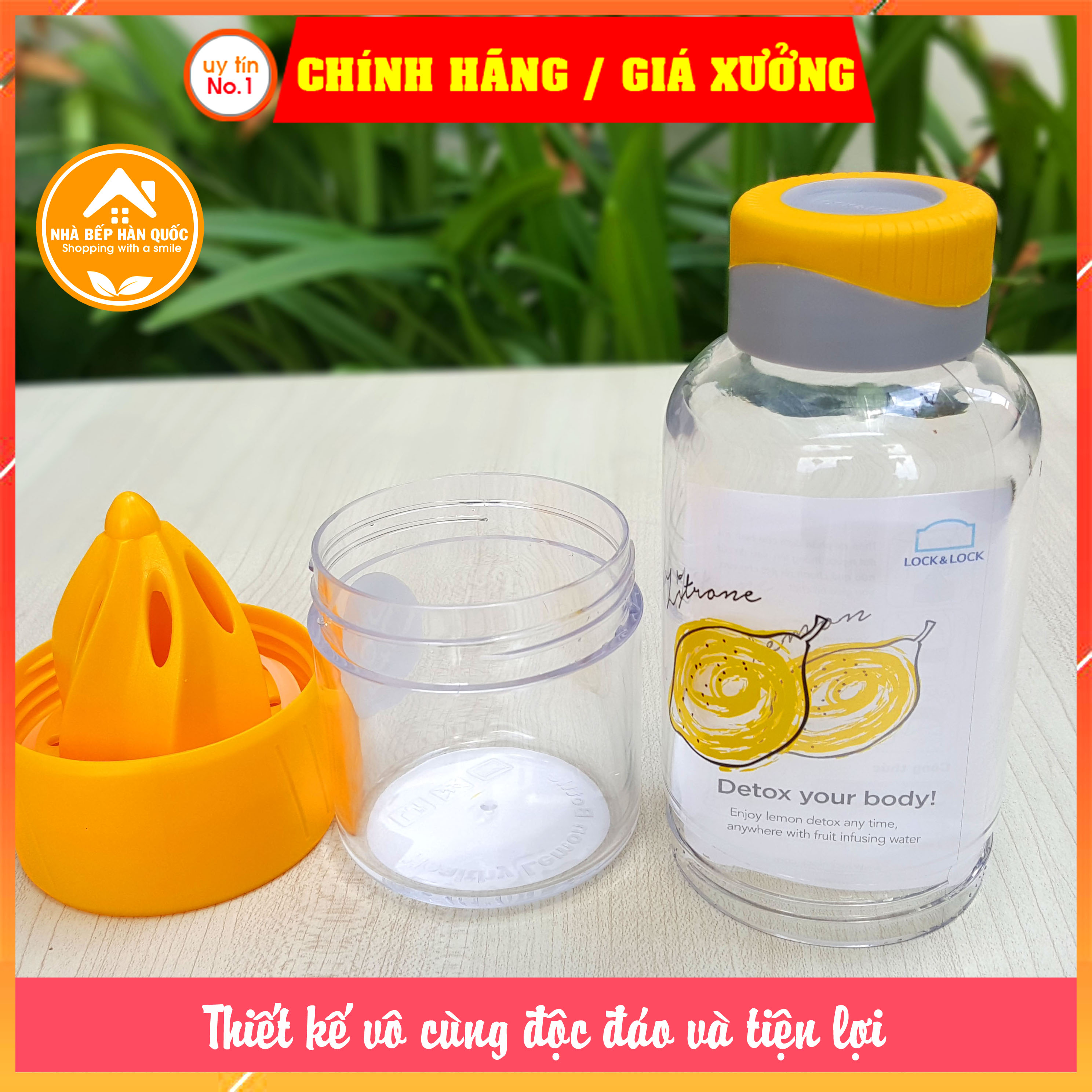 Bình nước Lock&amp;Lock chính hãng Detox dung tích 520ml ABF659