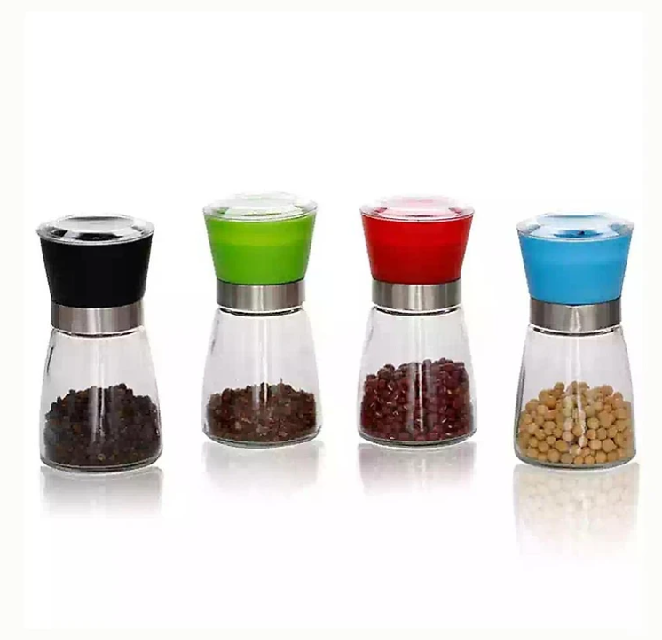 Cối xay KG78 hạt tiêu bằng lọ thủy tinh tiện dụng, có tay vặn chỉnh lớn nhỏ ( giao màu ngẫu nhiên )- Hàng chính hãng