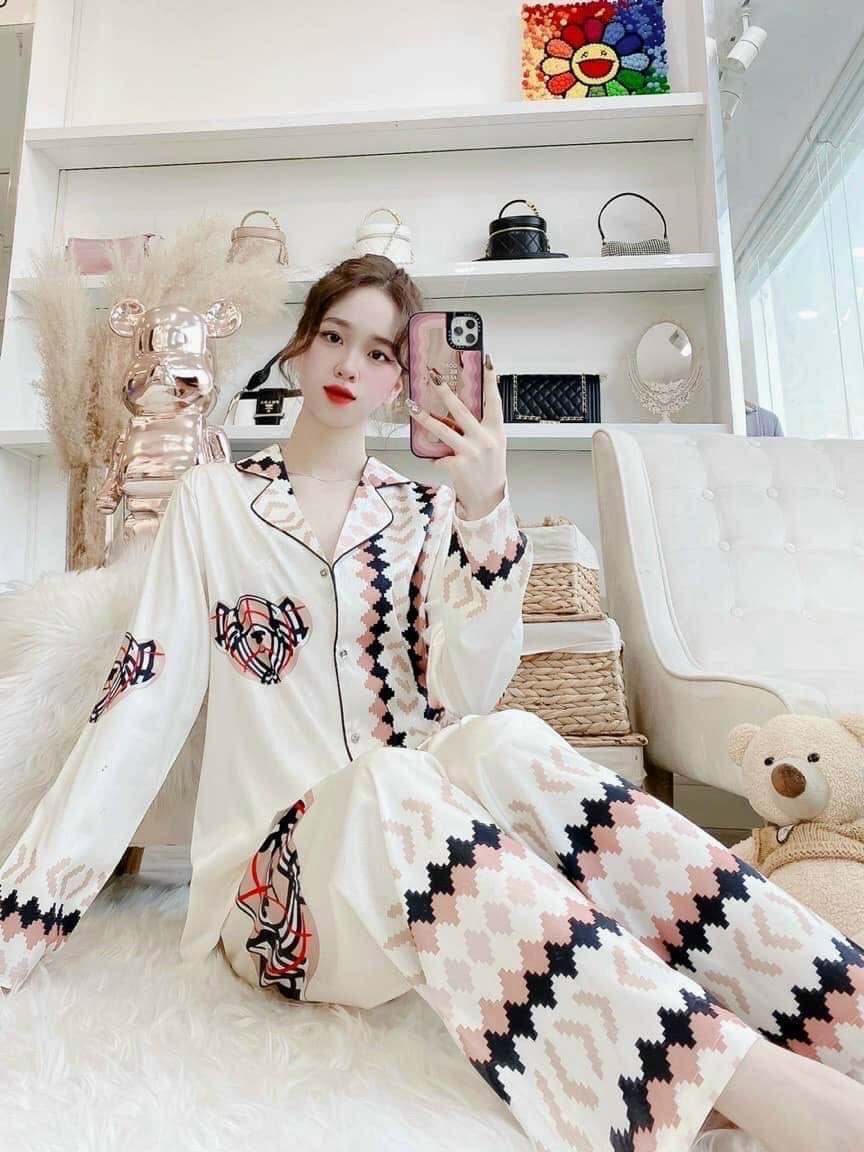 Bộ Pyjama Dài Tay Lụa Latin nữ vương Luxury