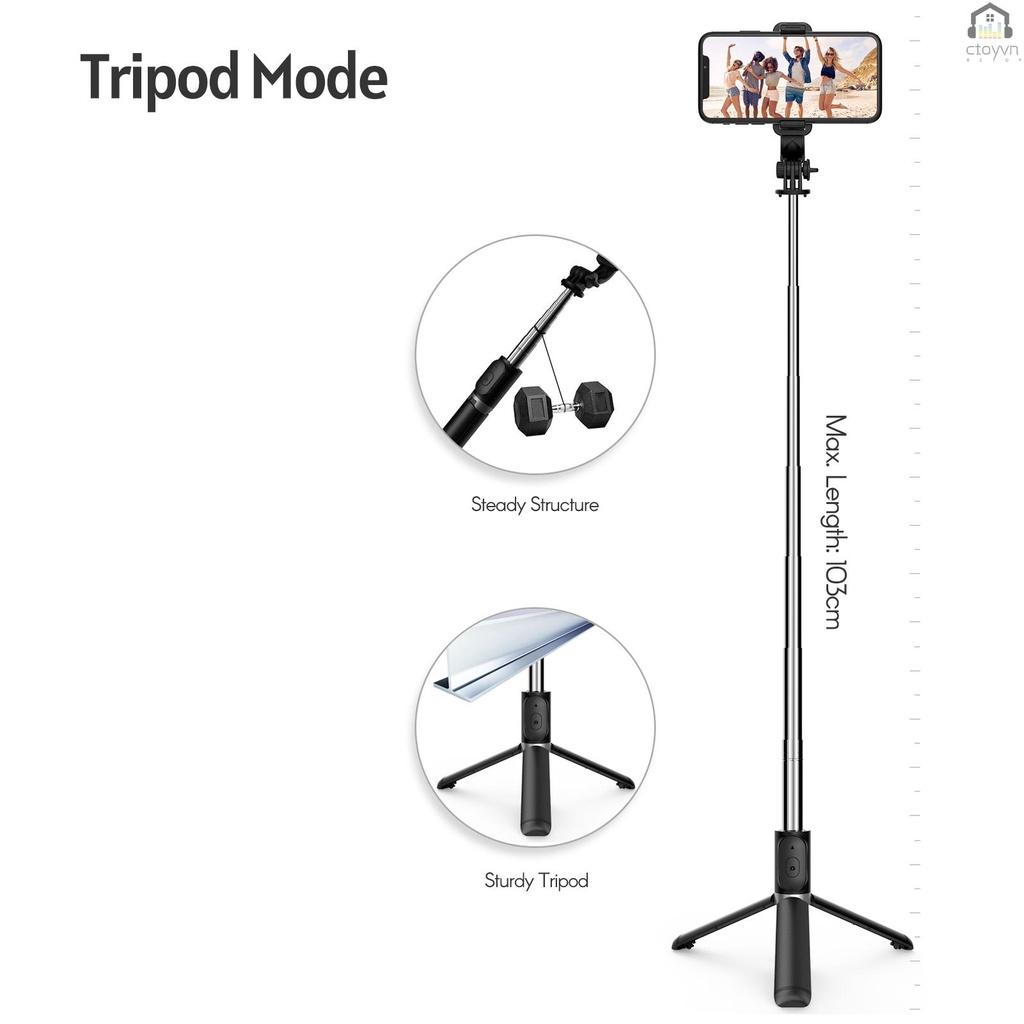 Gậy tự sướng không dây BT đa năng có thể kéo dài 103cm kèm điều khiển từ xa