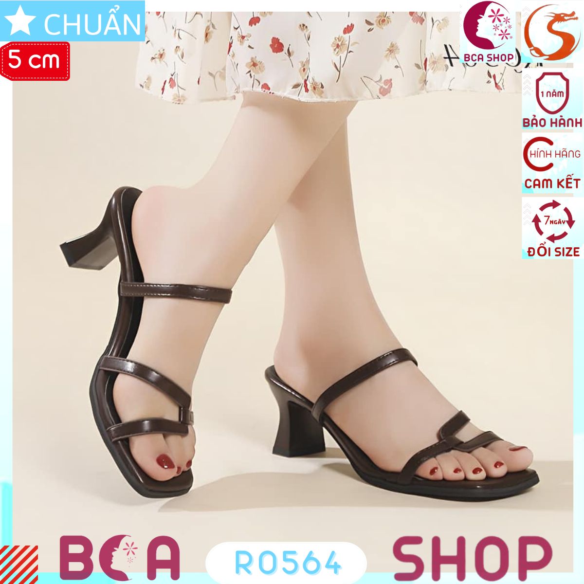 Giày Comma nữ 5p RO564 màu nâu ROSATA tại BCASHOP gót kiểu dấu phẩy lạ mắt kết hợp kiểu dây đan độc đáo, sang trọng