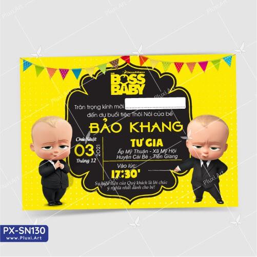 Thiệp thôi nôi – sinh nhật Pluxi Nhóc Trùm PX_SN130