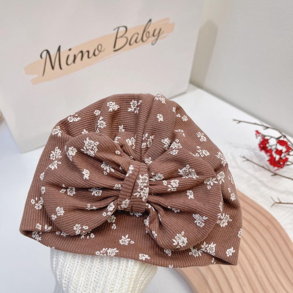 Mũ nón turban nâu hoa nhí đáng yêu cho bé 6-10kg Mimo Baby MTB73