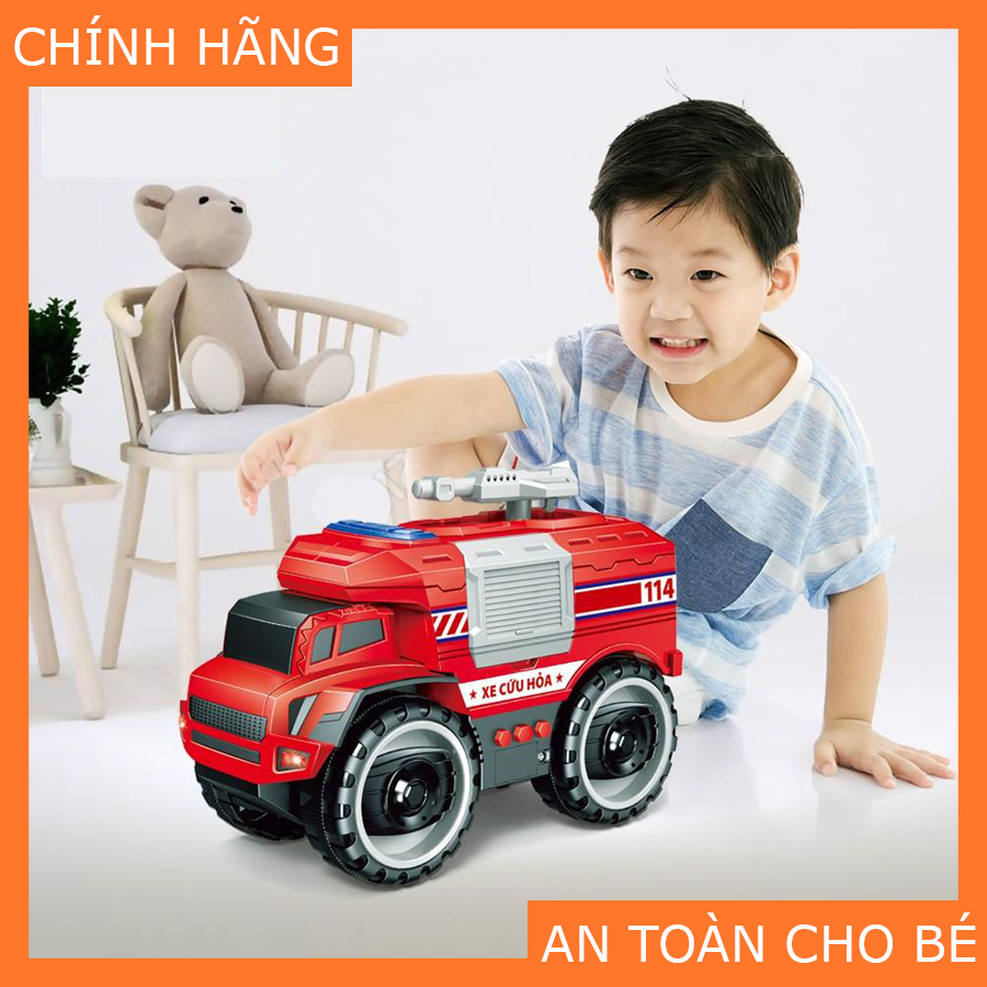 Đồ chơi Xe cấp cứu, xe cứu hỏa và xe cảnh sát kết hợp ánh sáng và âm thanh