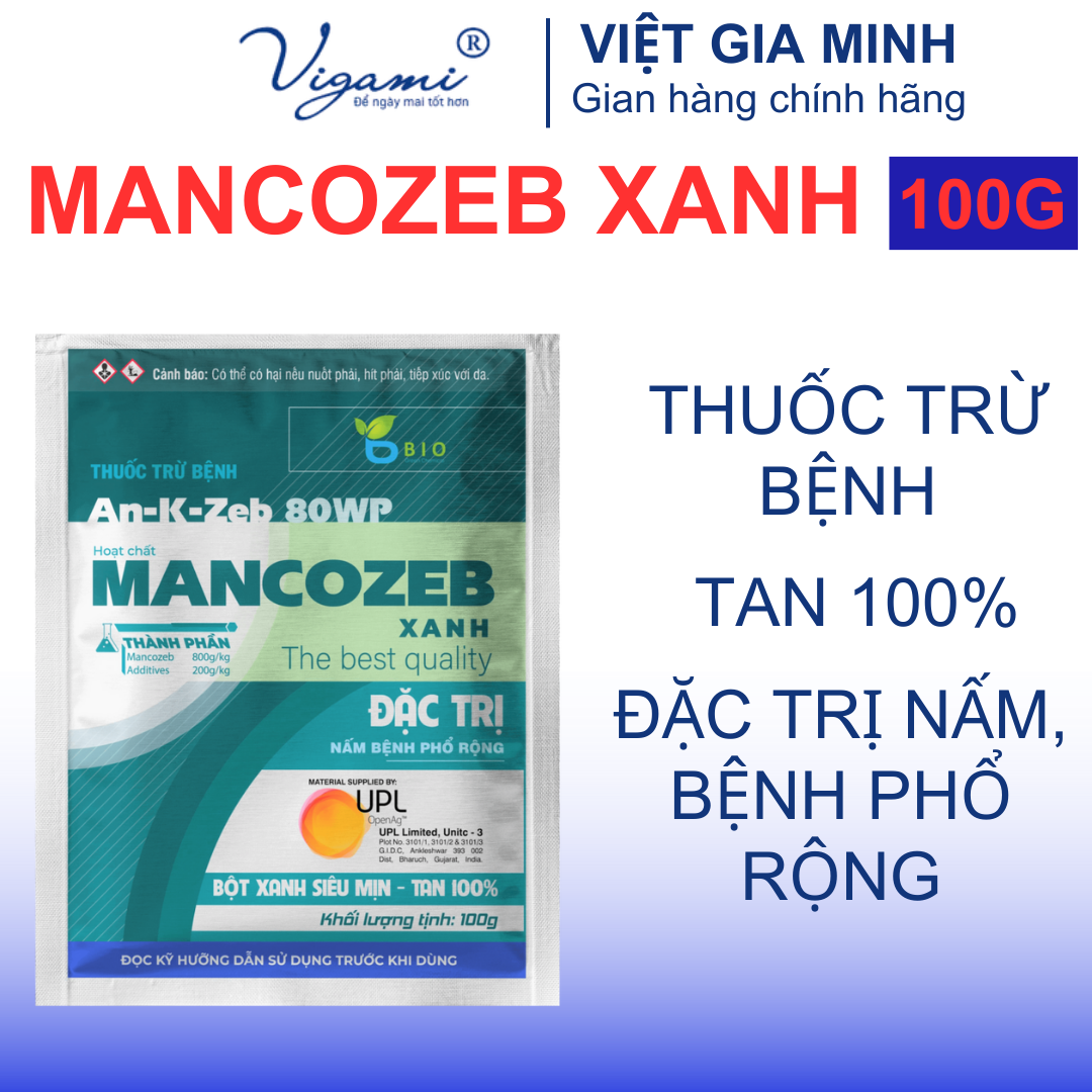 Thuốc trừ bệnh MANCOZEB Bột Xanh/Vàng, KLT: 100G