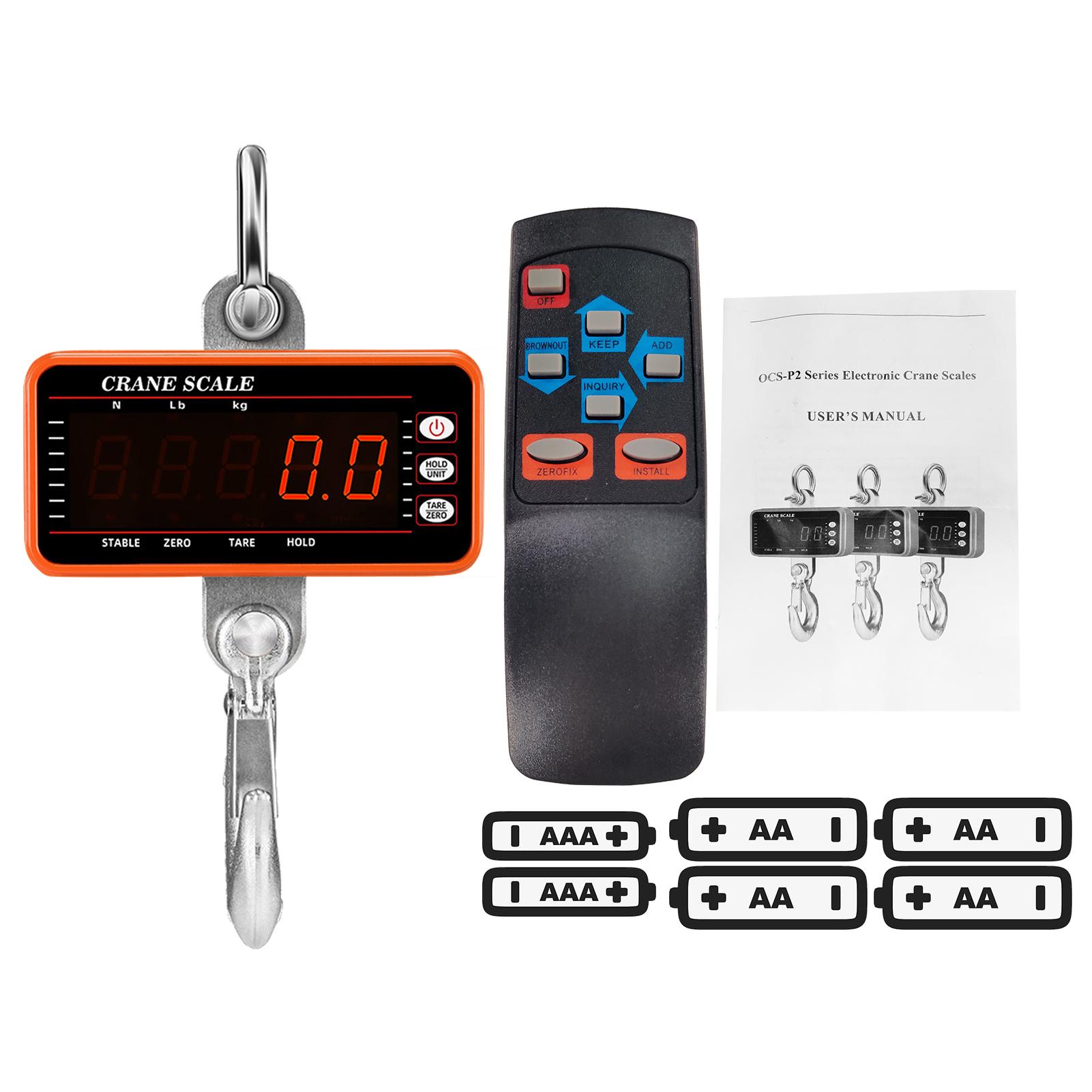 1500kg/ 3306lbs Digital Hanging Scale with 65ft Remote Control Portable Heavy Duty Crane Scale Dimmable LED Industrial Hook Scales Unit Change/ Data Hold/ Tare/ Zero for Construction Site Travel Market Fishing Outdoor Work