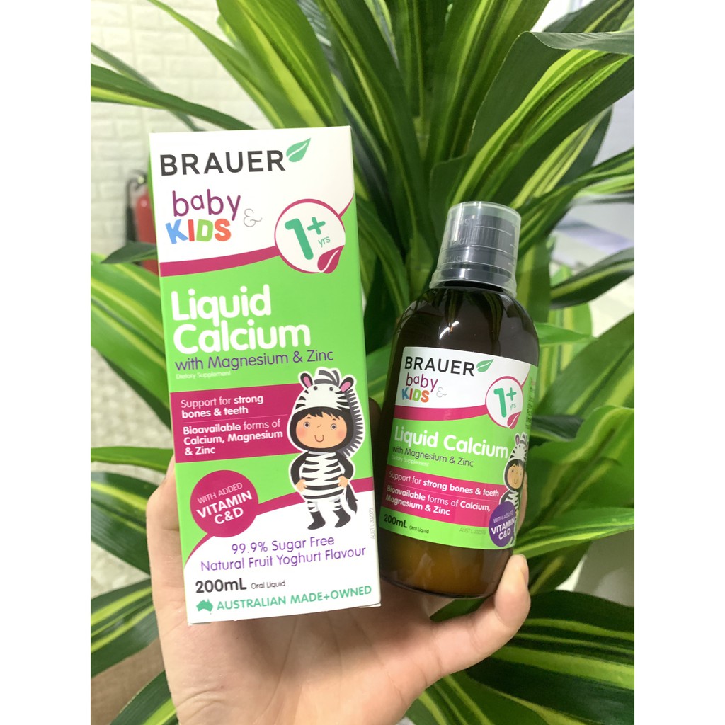 Siro bổ sung Canxi, Magie và Kẽm Brauer Baby & Kids Liquid Calcium With Magnesium & ZinC cho trẻ trên 1 tuổi