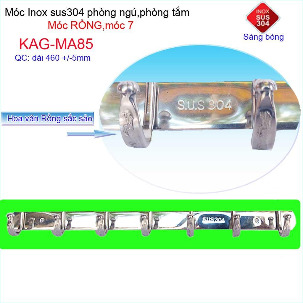 Móc rồng treo quần áo inox 304 cao cấp dày, móc Kace 7 móc treo đồ nhà tắm KAG-MA85
