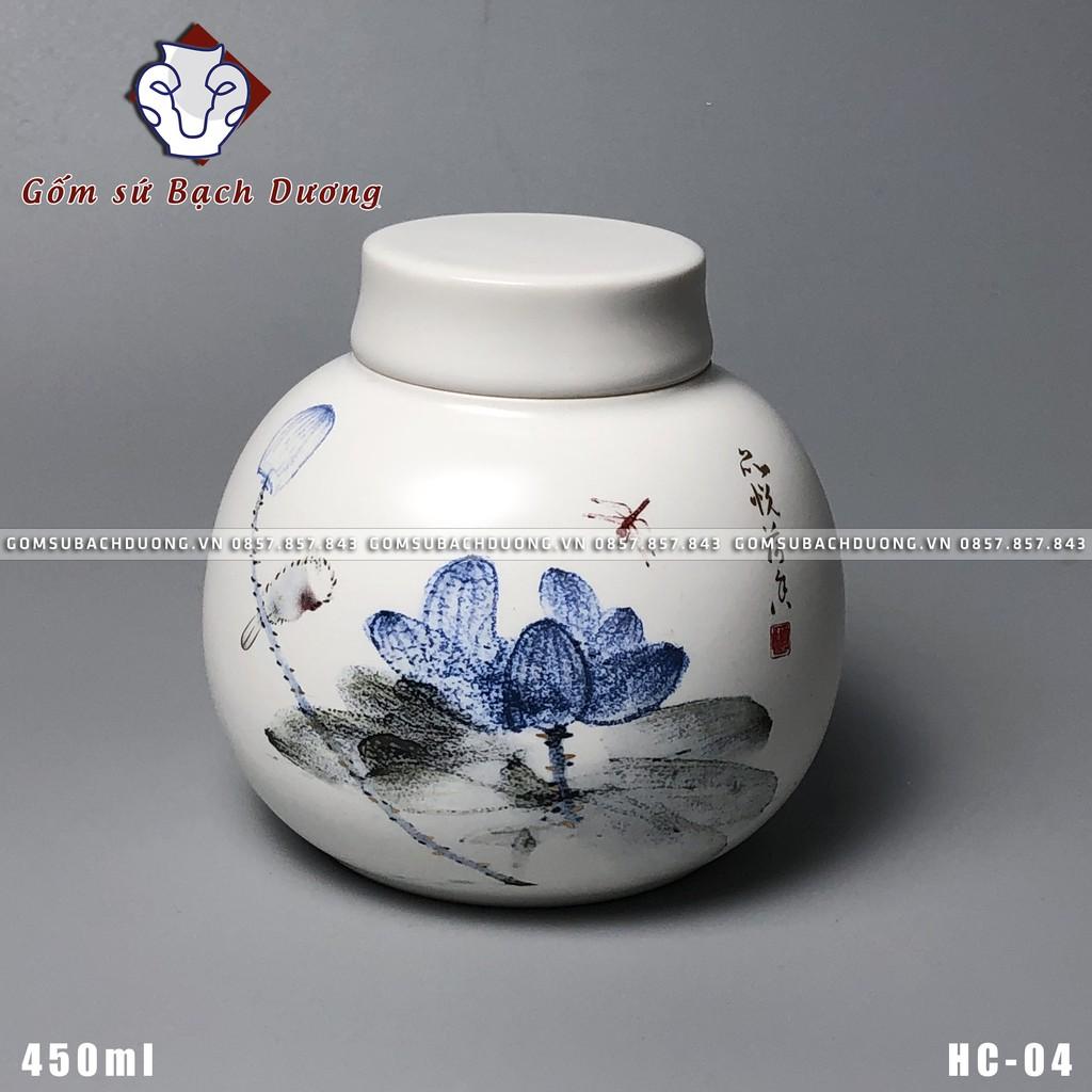 HŨ ĐỰNG TRÀ 450m bằng sứ AN TOÀN SỬ DỤNG - HC-04