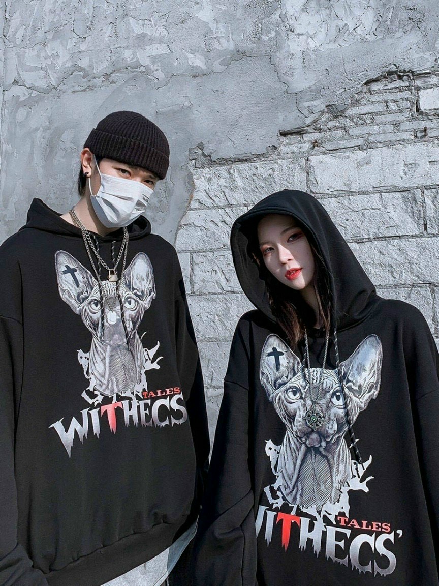 ÁO HOODIE MÀU ĐEN IN HÌNH SIÊU NGẦU