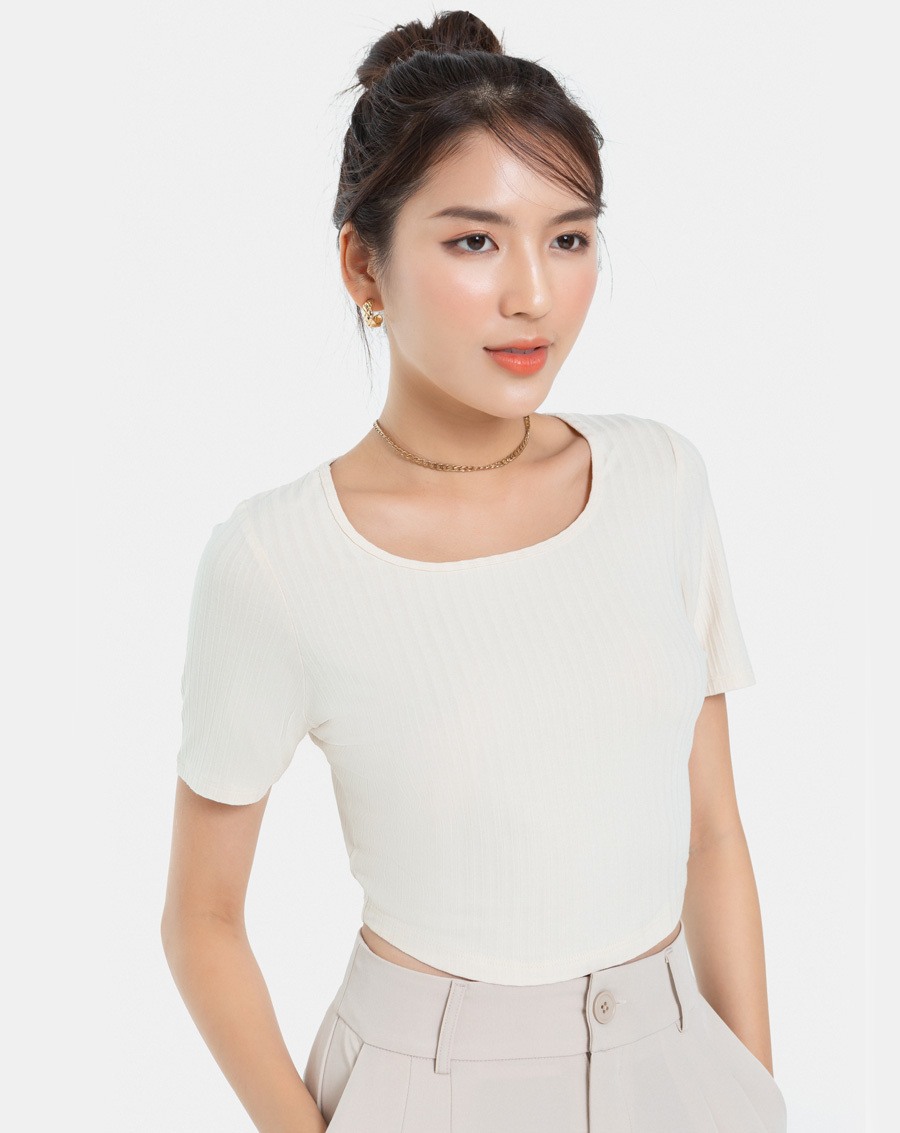 Áo Thun Thời Trang JUNO Croptop Cổ Vuông JNATH017