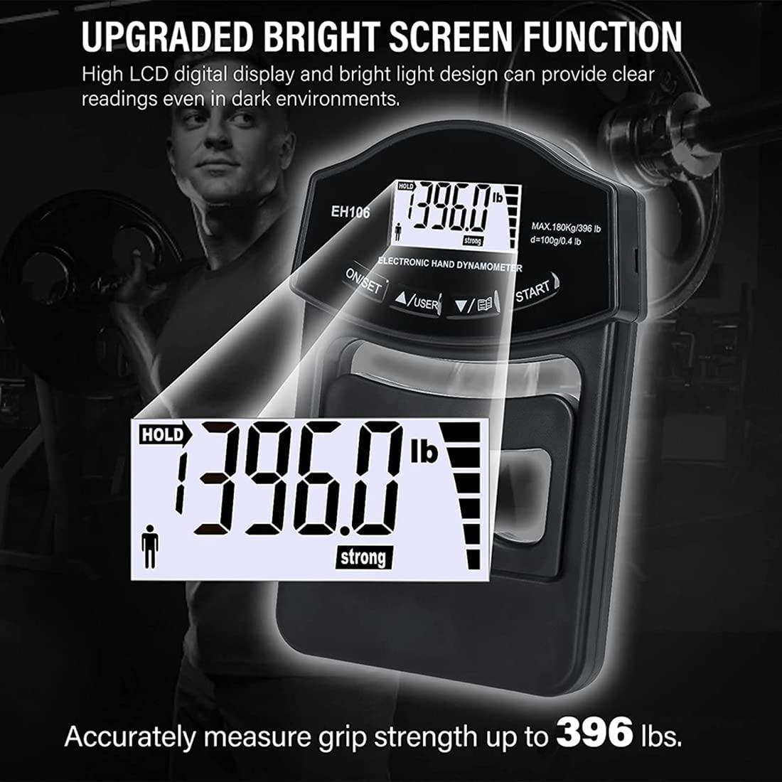 Xử lý kiểm tra, 396lbs/180 kg - Máy đo lực thủ công kỹ thuật số - Xử lý - Dao - USB - màn hình LCD - Xử lý - Máy đo lực kế -