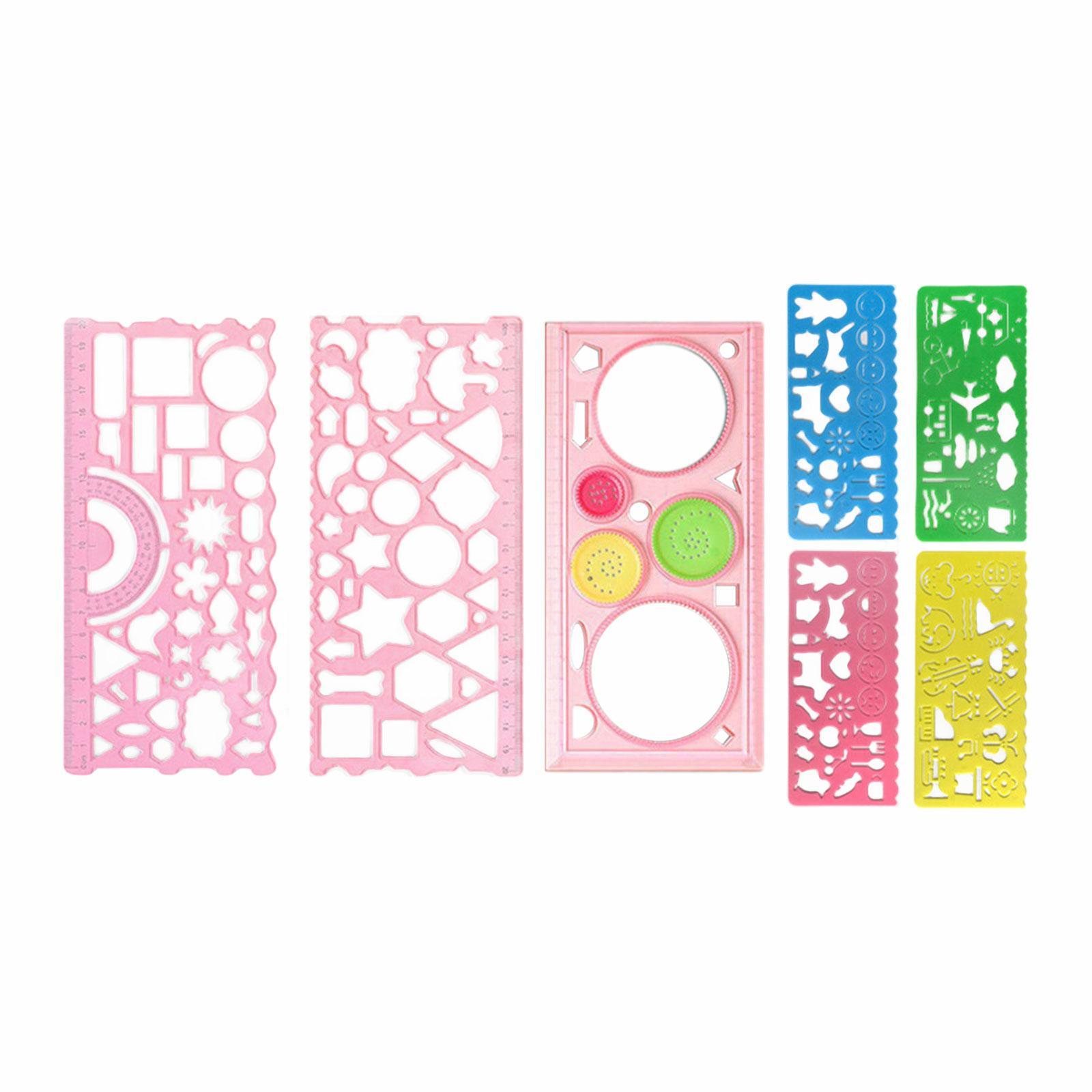 7x Drawing Stencils Set Geometry Rulers for School Office Supplies Designing
