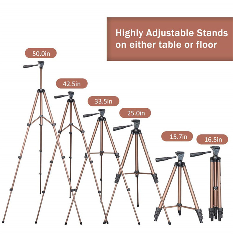 Chân tripod chiều cao thay đổi Đèn LED 26cm điều chỉnh độ sáng + kẹp điện thoại + Remote chụp ảnh, quay video livestream