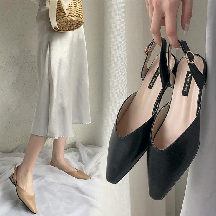 Giày Sandal Da PU Mũi Nhọn Thời Trang Mùa Hè Cho Nữ