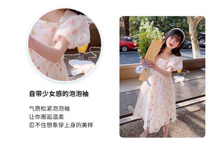 DIYIWEI Cô gái mảnh hoa đầm mùa hè váy 2022 tây cô gái bong bóng tay áo nàng tiên váy váy công chúa trẻ em