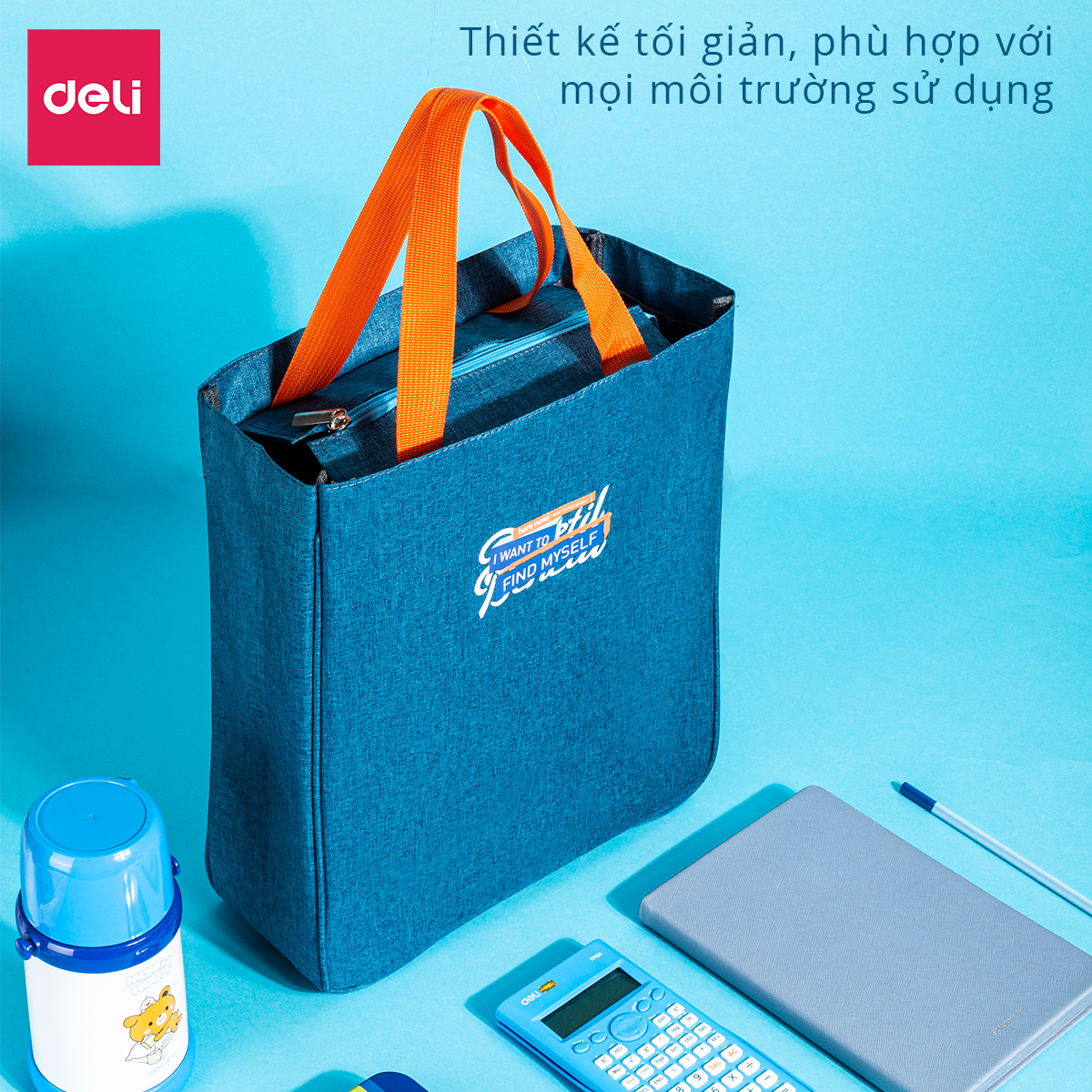 Túi tote vải canvas Deli cao cấp - Chất liệu chống thấm nước, màu sắc đa dạng, vừa khổ A4 thích hợp cho học sinh - 73200