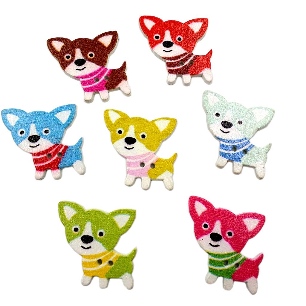 50 Con Hoạt Hình Đáng Yêu Chó Gỗ May Hàng Nút Gài 2 Lỗ Cho DIY Sổ Lưu Thủ Công