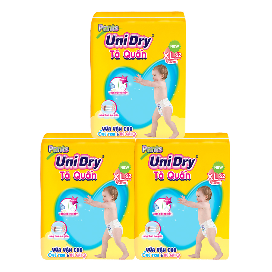 Combo 3 tã quần Unidry XL62 (12-17kg)