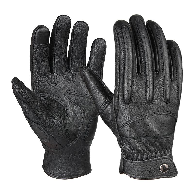 OZERO Nam Găng Tay Màn Hình Cảm Ứng Da Găng Tay Xe Máy Thể Thao Ngoài Trời Full Ngón Đi Xe Đạp Núi Xe Đạp Guantes Moto Găng Tay Color: Black Size: XL