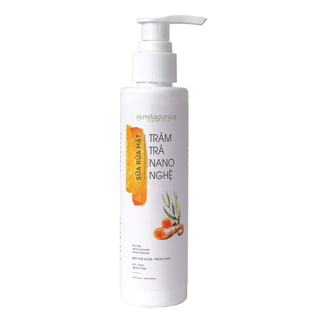 Sữa Rửa Mặt Tràm Trà Nano Nghệ Ngăn Ngừa Mụn, Làm Sạch Da Nhạy Cảm MILAGANICS 135ml