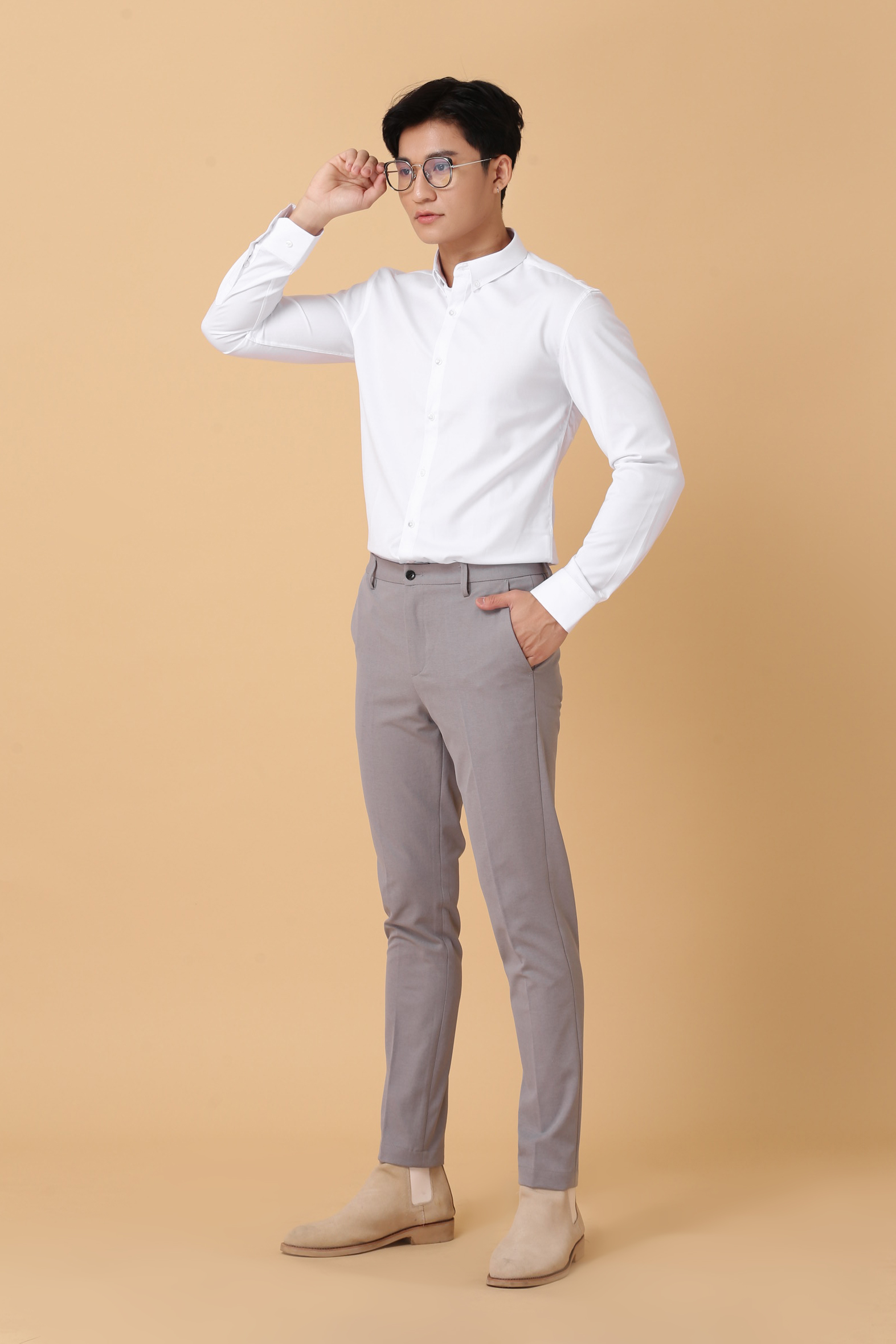Áo sơ mi tay dài nam AKUBA form slimfit mềm mát, thoáng khí, co giãn 2814