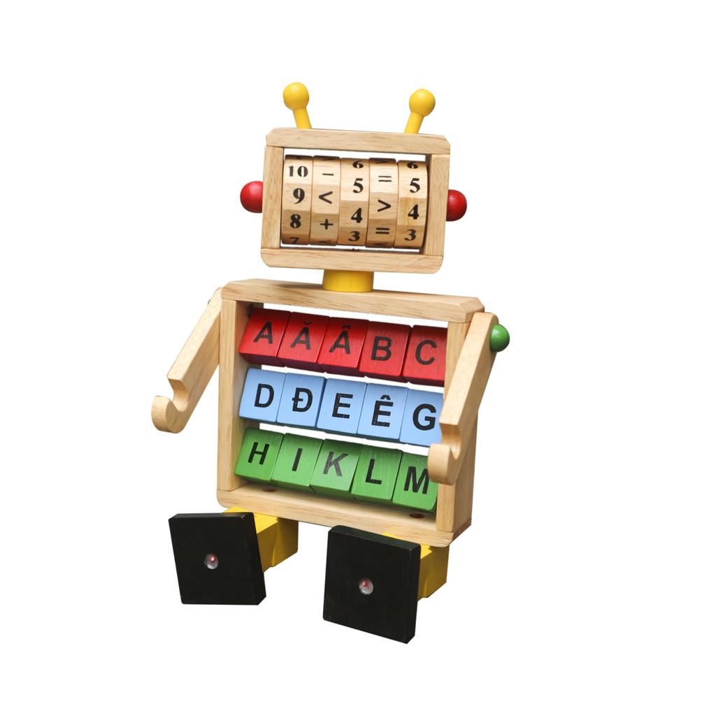 Đồ chơi gỗ Robot học toán và chữ cái | Winwintoys 61052 | Phát triển trí tuệ, tư duy logic - Nhận biết chữ và số cơ bản