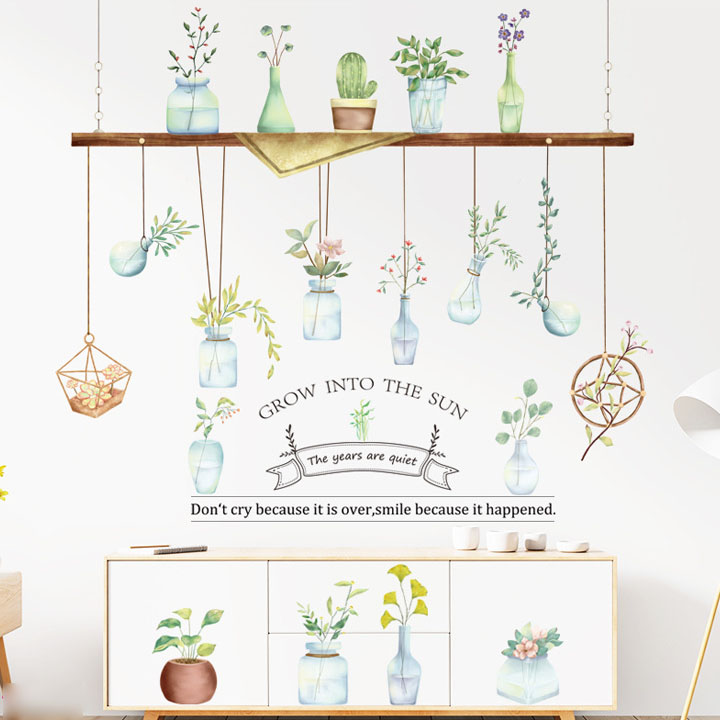Decal dán tường trang trí phòng khách, quán cafe- Kệ cây- mã sp DLV59
