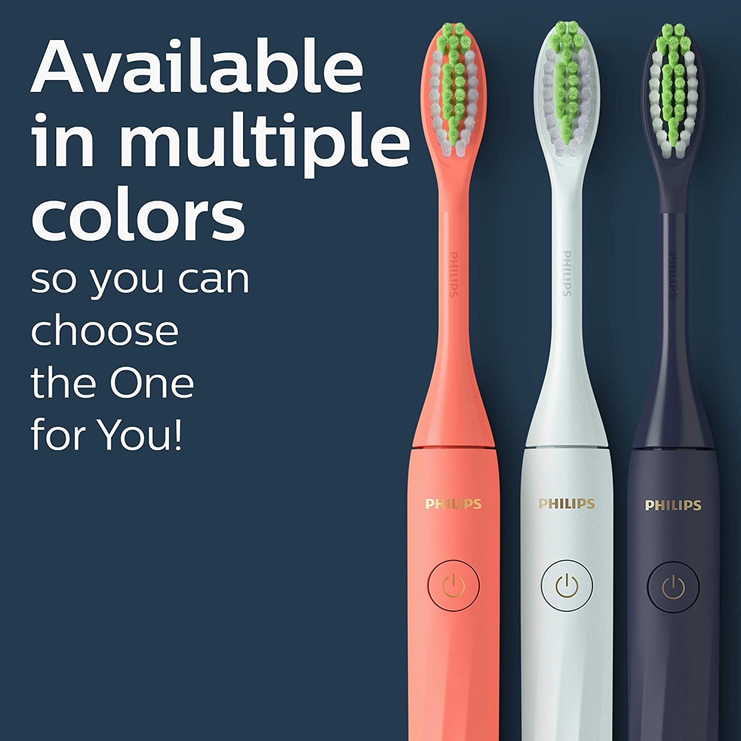 Bàn chải đánh răng dùng pin Philips One by Sonicare, Xanh hải quân nửa đêm, HY1100 / 04