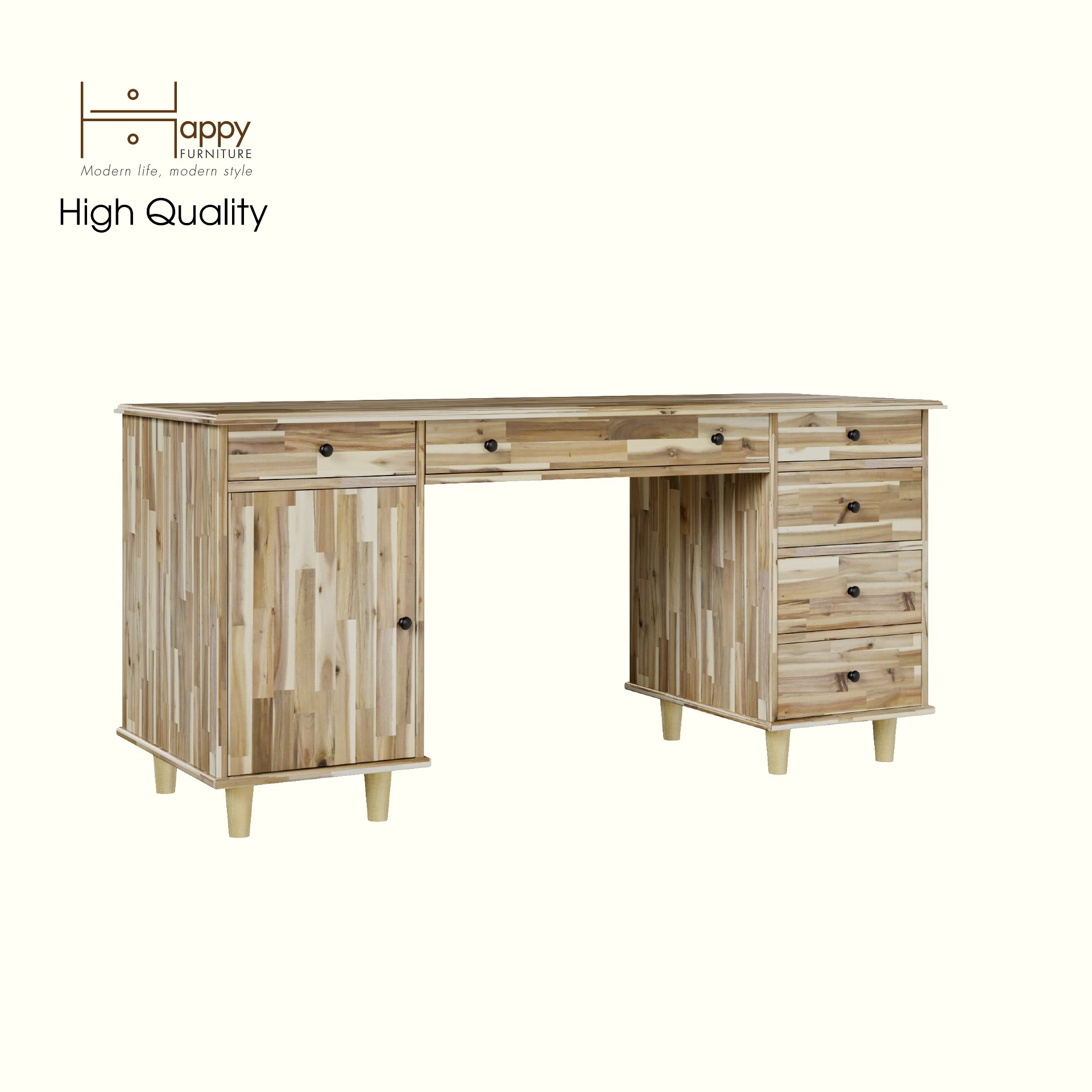 HAPPY FURNITURE , Gỗ tự nhiên , Bàn trang điểm 4 ngăn kéo - FARAH , BAN_098 , 110x45x75cm