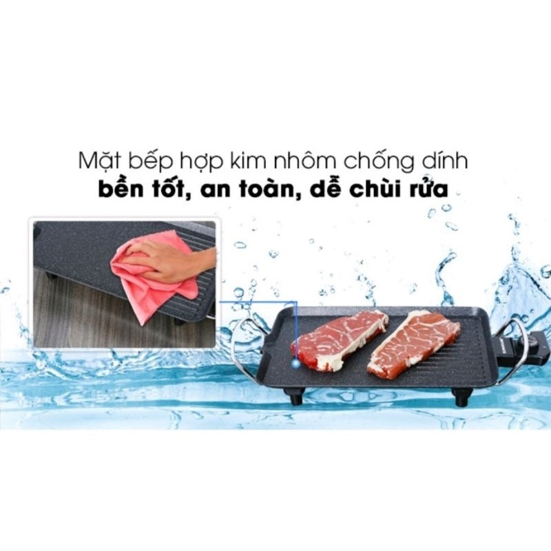 Bếp Nướng Điện Không Khói SHD4607 Công Suất 1500w 6 Mức Nhiệt, Mặt Tráng Men Chống Dính