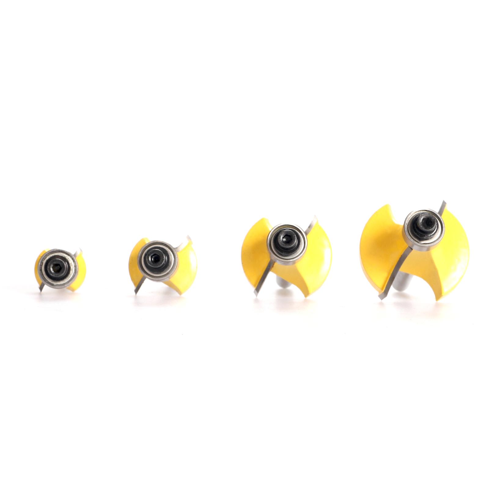 4Pcs Woodworking Round Over Edging Router Bit Set 8mm 1/2'' and 1/4'' Shank Optional