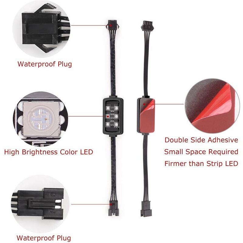 Đèn khí quyển trên ô tô 4 Đèn phanh thông minh RGB 24 LED Đèn khí quyển cho xe máy với điều khiển từ xa không dây Bộ đèn dải trang trí Moto