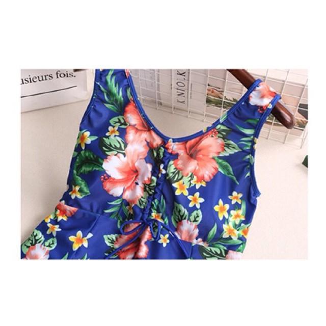 Đồ bơi nữ Bikini 1 mảnh liền thân tặng kèm quần đùi giấu bụng áo tắm một mảnh người béo QC005 - Hoa cam,4XL