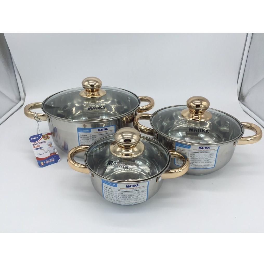 Bộ nồi inox 3 đáy Matika MTK-C3