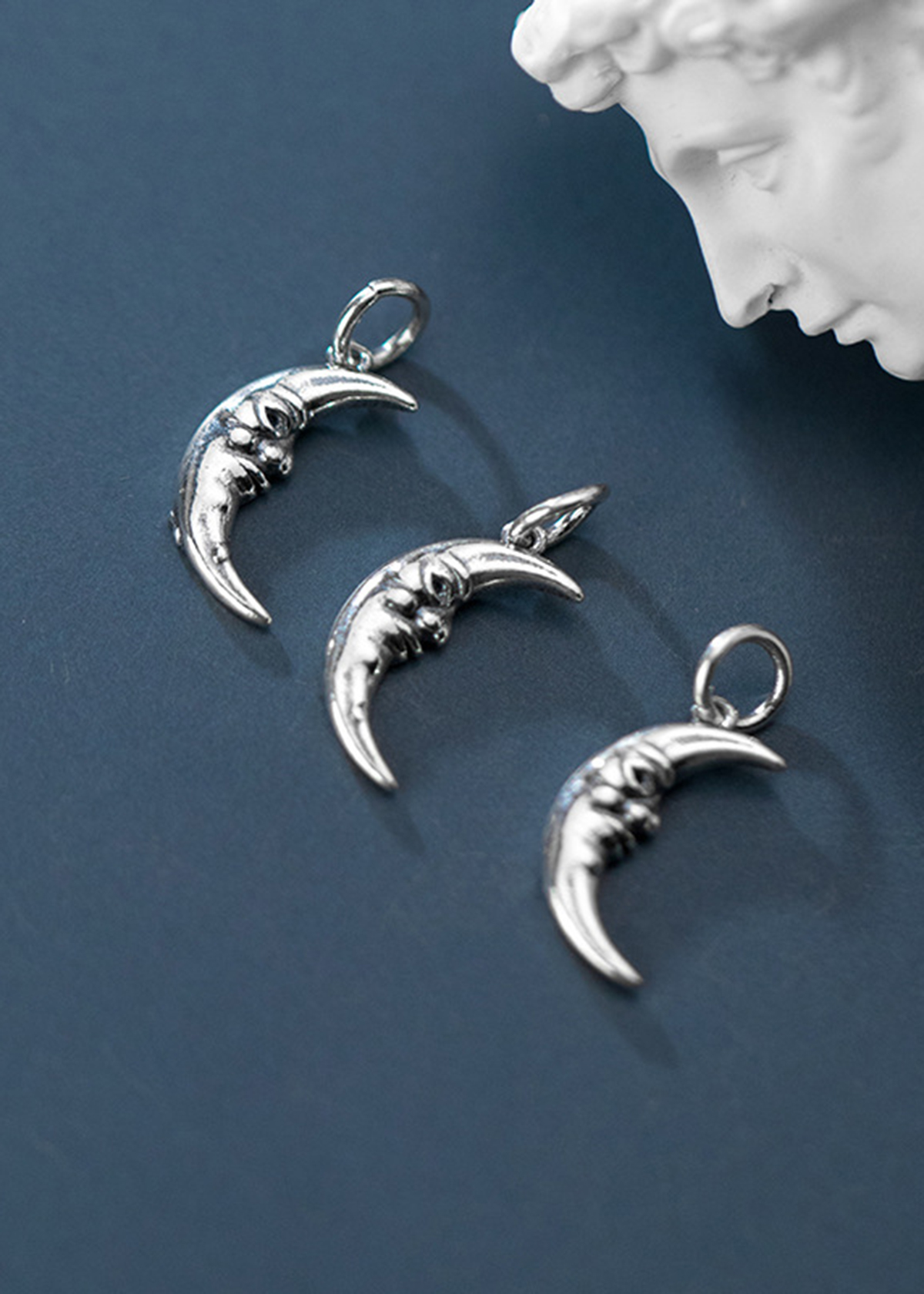 Combo 3 cái charm bạc hình mặt trăng treo - Ngọc Quý Gemstones