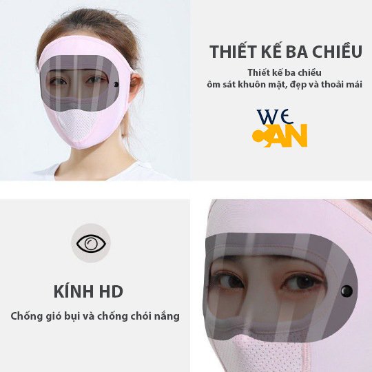 Khẩu trang ninja kính đen chống nắng che kín mặt đeo tai vải thun thoáng mát thích hợp cả nam và nữ