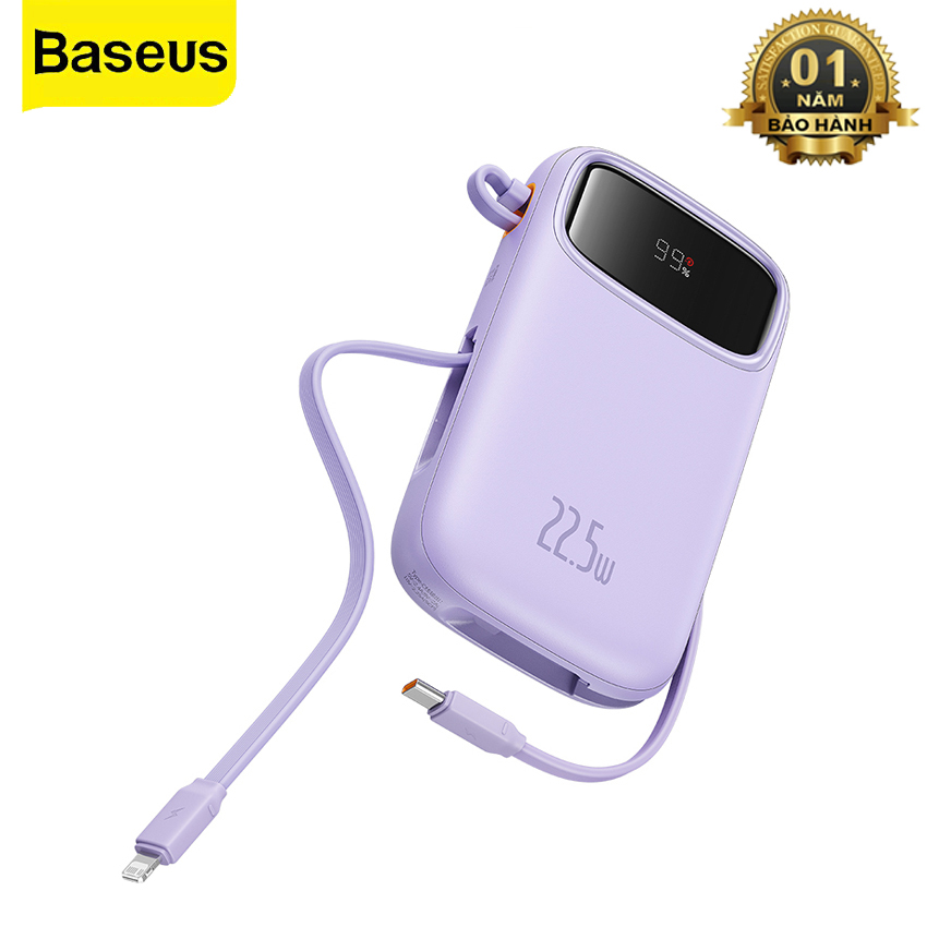Pin Sạc Dự Phòng Baseus Qpow 2 Pin 10000mah 20000mah PD Sạc Nhanh 20w 22.5w Có Dây Sạc IP + Type C Màn Hình LED - Hàng Chính Hãng